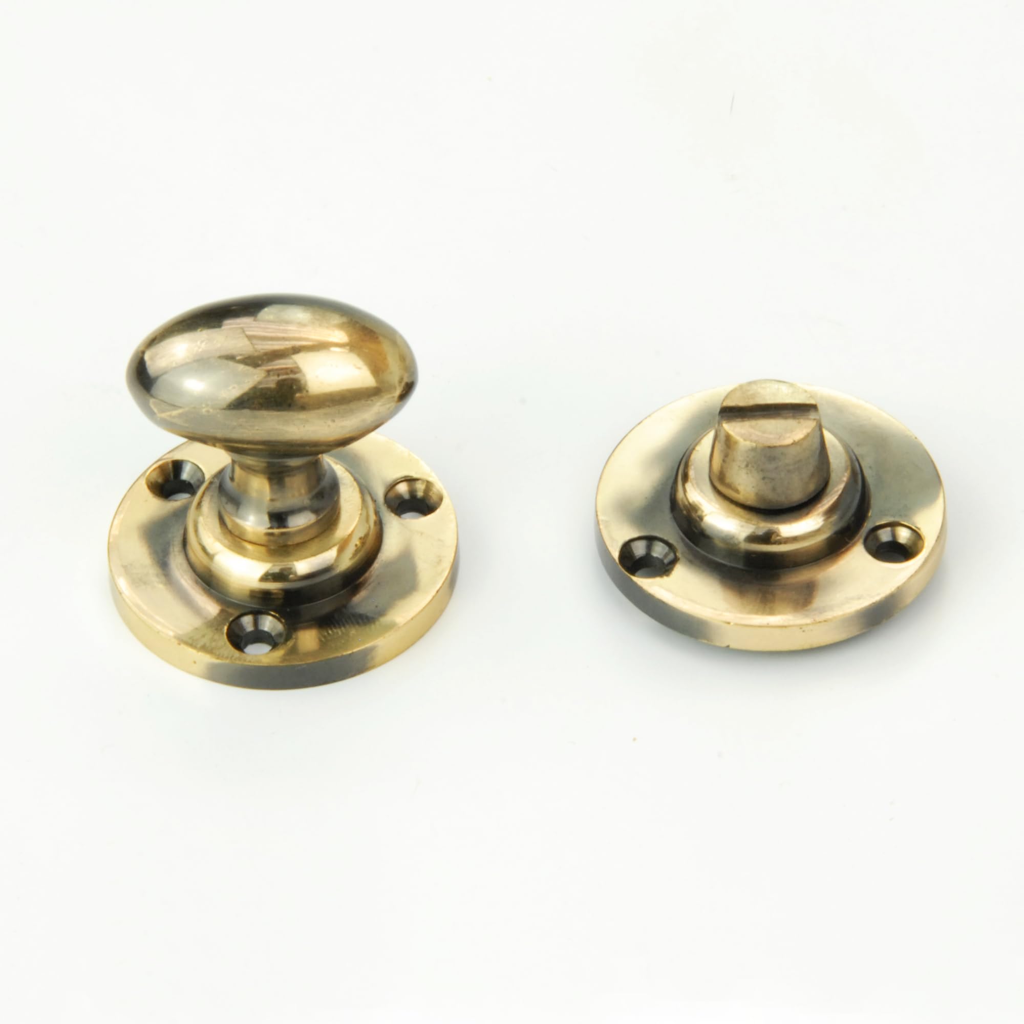 UNDERGROUND PARTS Jones & Grey Regency Solid Brass Oval Bathroom Lock Thumb Turn Handle & Release - Antique Brass