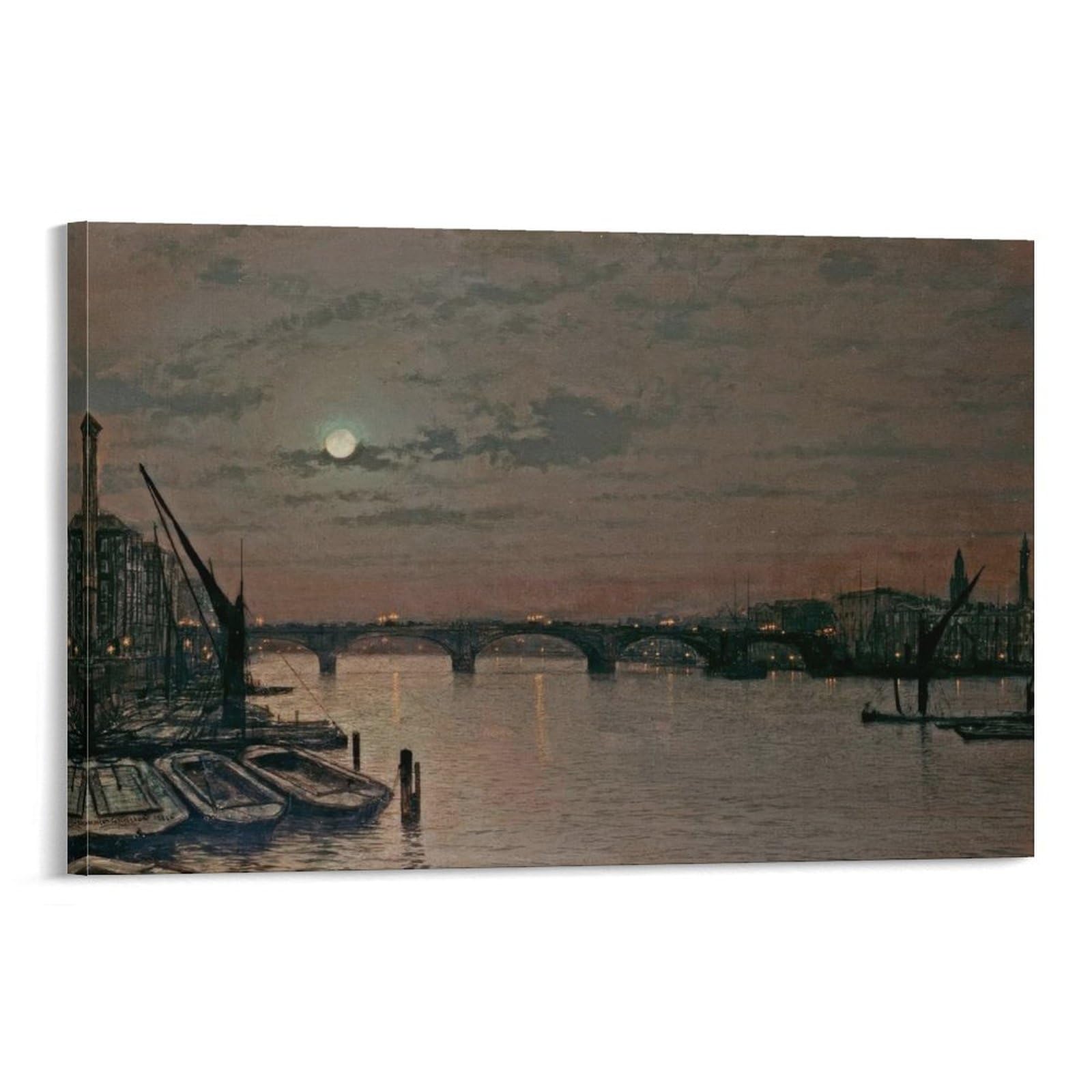 London Bridge By John_Atkinson_Grimshaw Wall Art Prints Poster Wall Art Picture Painting Poster Canvas Print Posters Artworks Room Decor 24x36inch(60x90cm)