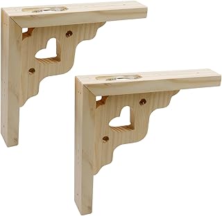 Antrader 2PCS Wooden Shelf Brackets,7" Wall Mount Natural Wood Bracket,Solid Bracket Shelf Supports Kits 18*18*3cm