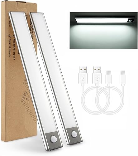 54 luces LED con sensor de movimiento para debajo del gabinete, luces inalámbricas de armario de 12 pulgadas, batería de 2200 mAh, recargable por