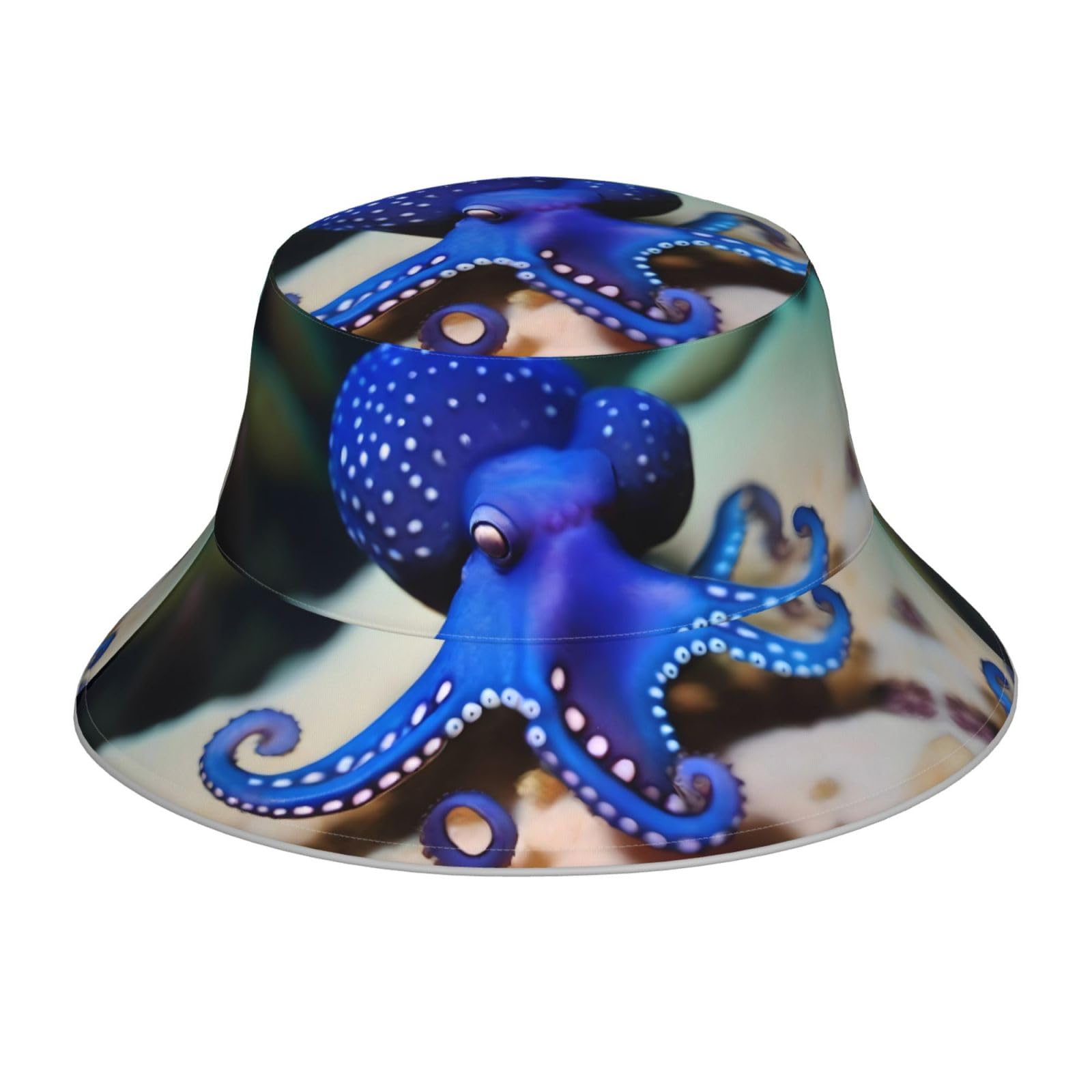 Octopus Bucket Hat Summer Beach Sun Hat Fisherman Hat Wide Brim Outdoor Sun Hat Black