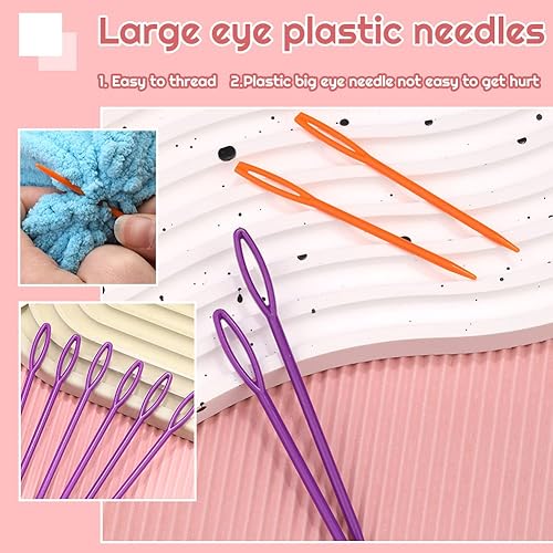 Miniatura 4 de WONVOC Loom - Juego de ganchos de punto, kit de gancho de aguja de ganchillo, 8 ganchos de telar de tejer azules con 12 agujas de coser de plástico