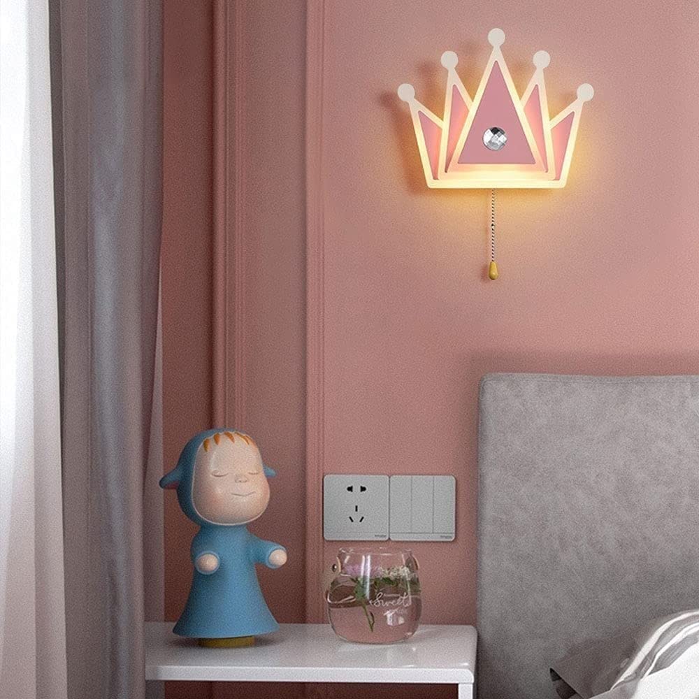 Kinkiety ścienne, kreatywne kinkiety w kształcie korony, lampa ścienna do wnętrz o zmiennej intensywności z przełącznikiem suwakowym, lampka nocna dla dziewczynki, do pokoju dziecięcego