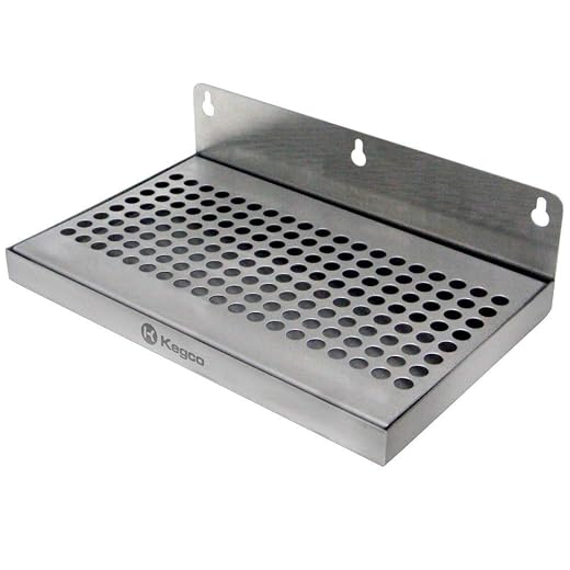 Kegco Wall Mount Beer Drip Tray, No Drain - 10" Wide, SS