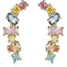 Colorful Crystal Climber Earrings for Women Cubic Zirconia Diamond Hoop Earrings Dangle Studs Statement Earrings Fashion Jewelry Gifts