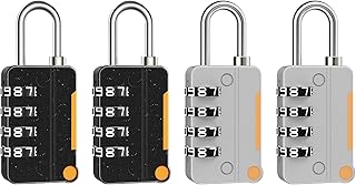 New Version Combination Lock, Ankilo 4 Digit Re-settable Security Padlock, Combination Padlock Set for School, Gym or Sports Locker, Toolbox, Storage, [4 Packs]