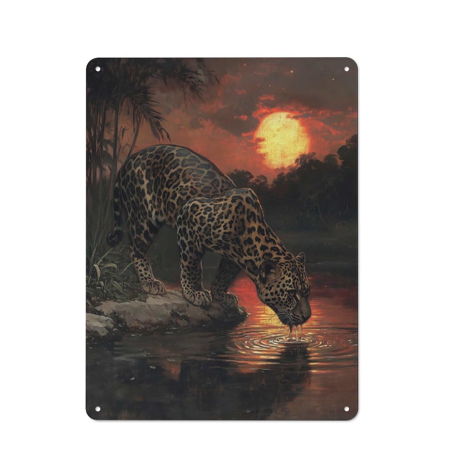Junmoney Jaguar At Sunset Rustic Tin Sign 40X30cm For Man Cave Or Games Room, A Decorative Gift For A Newly Furnished Man Cave And Games Room