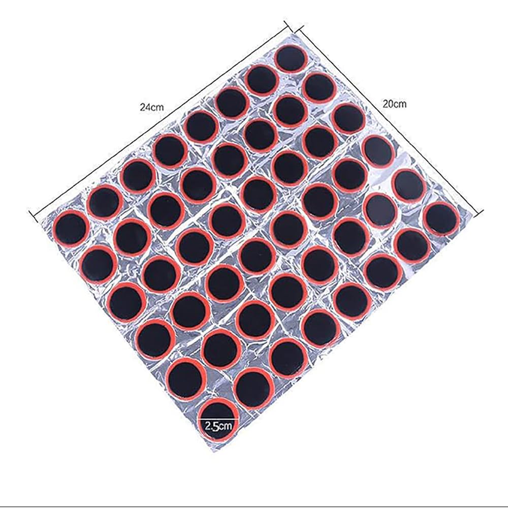 Kit di 48 toppe per pneumatici di bicicletta, resistenti, 25 mm, impermeabili, rotonde, in gomma, kit di riparazione per pneumatici di biciclette, portatili, per pneumatici di biciclette,