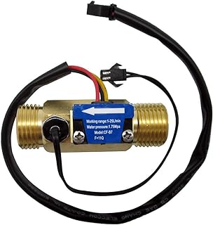 DIGITEN G1/2" Male Thread Brass Water Flow Sensor, Hall Effect Sensor Switch Flow Meter Flowmeter Counter with Temperature Sensor 1-25L/min