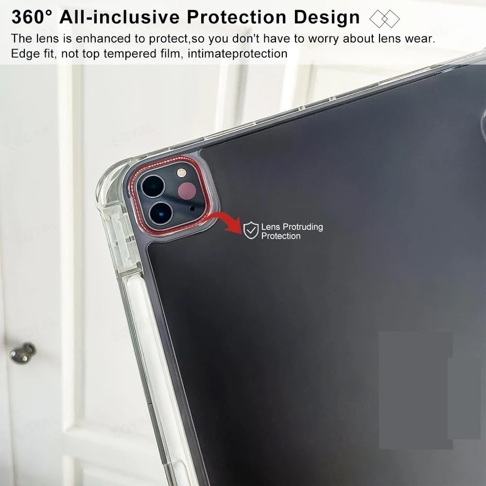 Tablet Case Suitable for Apple iPad Pro 13inch M4 2024 Transparent Acrylic Back TPU Soft Side Tri-Fold with Pen Slot Cover(Lavender)