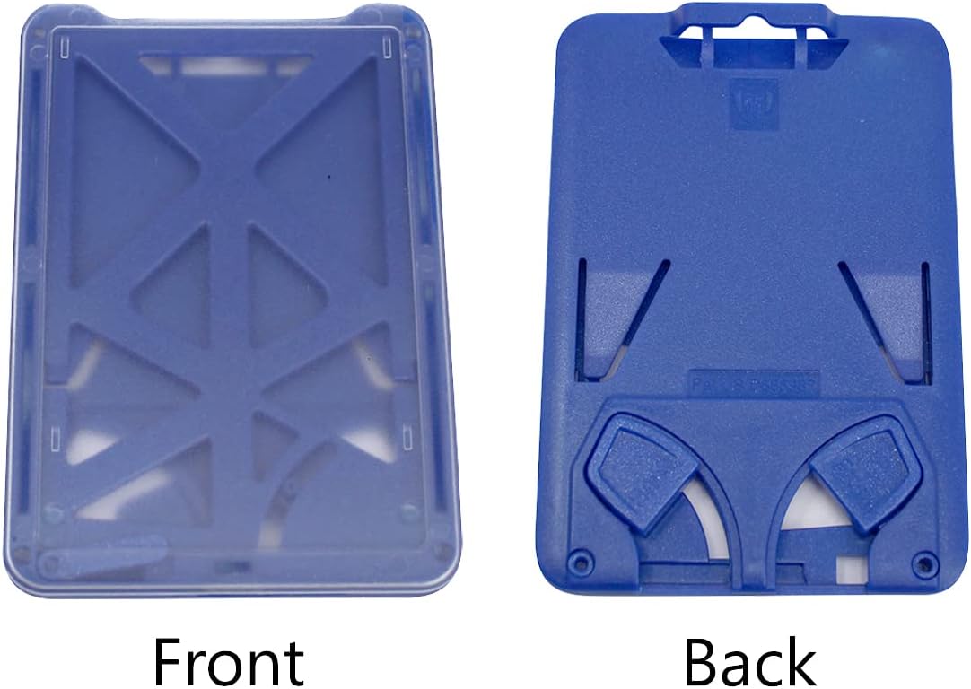 Bulk 20 Pack - 3 Card Badge Holder Up to THREE I'D Badges - Heavy Duty Vertical Rigid Hard Plastic Case for Multiple Cards - Polycarbonate - Tactical CAC, Smart & Swipe Holders by Specialist ID (Blue)