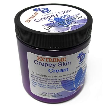 Diva Stuff Extreme Crepey Skin Body & Face Cream with Hyaluronic Acid, Alpha Hydroxy and more for Dry & Damaged Skin, 8oz - Unscented Made in the USA