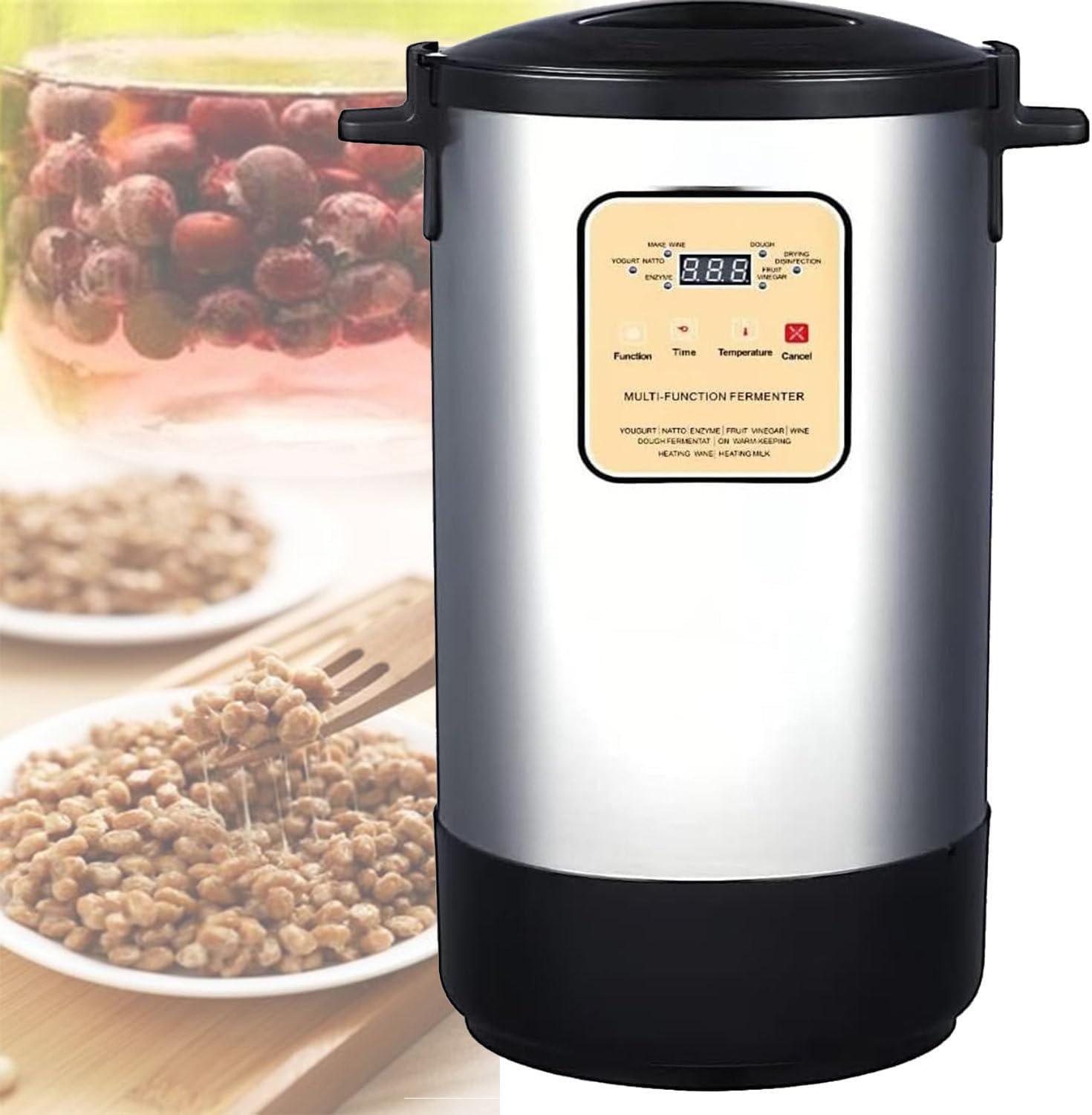 12/18 L Electric Fully Automatic Intelligent Control Yogurt Maker,Multifunctional Rice Wine Dough Fruit Vinegar Fermenter,for Cheese Culturing and Plus Fruit Vinegar Production 12L