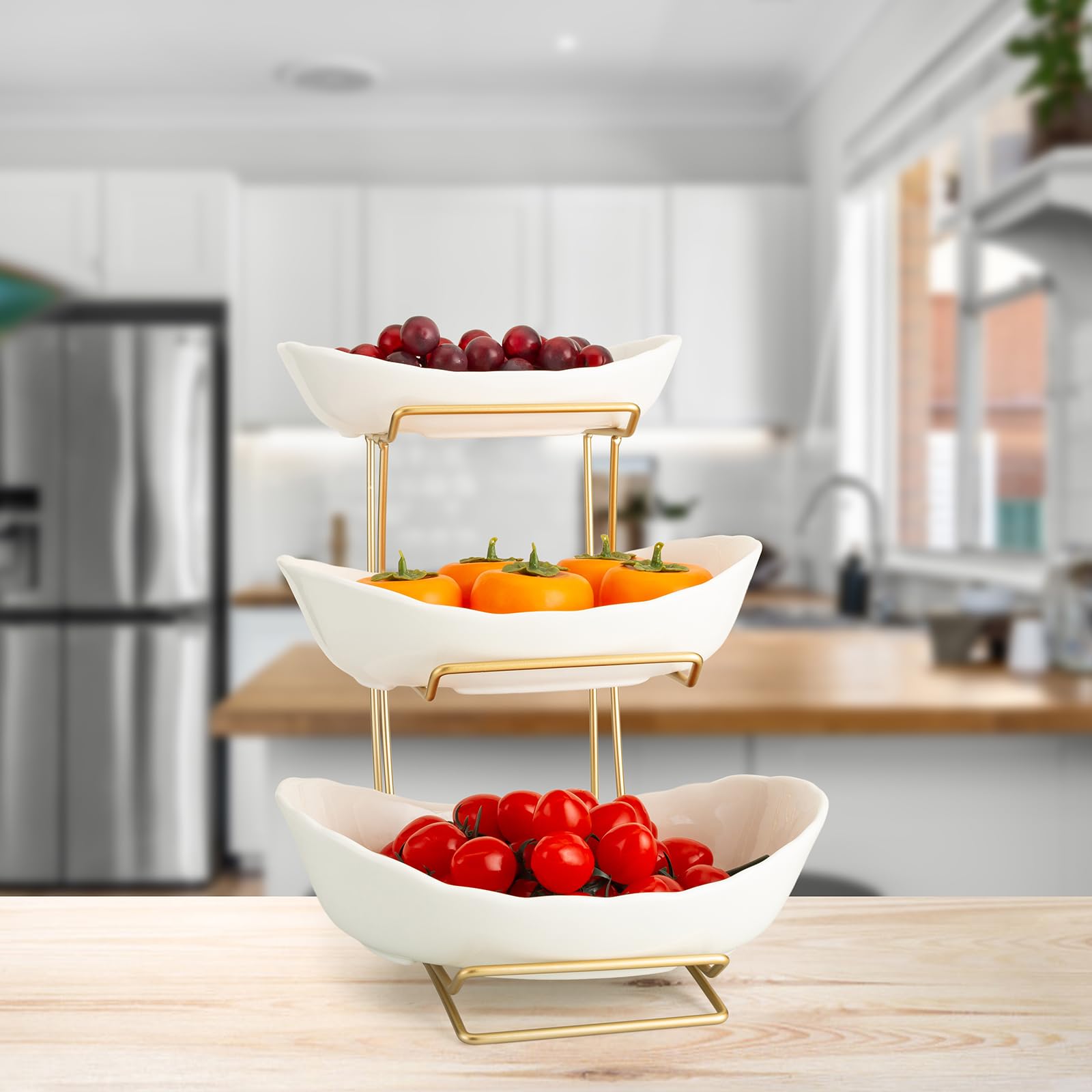 ★Vtg★Fruit Bowl Amazon.com: YYW 3 Tier Fruit Bowl for Kitchen Counter, White Gold