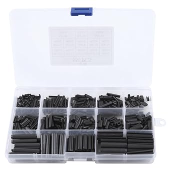 550pcs Assorted Slotted Spring Pin Split Extension Pin Black Roll Pin 65Mn Steel Steel Split Extension Pin M1.5-M6 with Storage Box for Appliance Repair