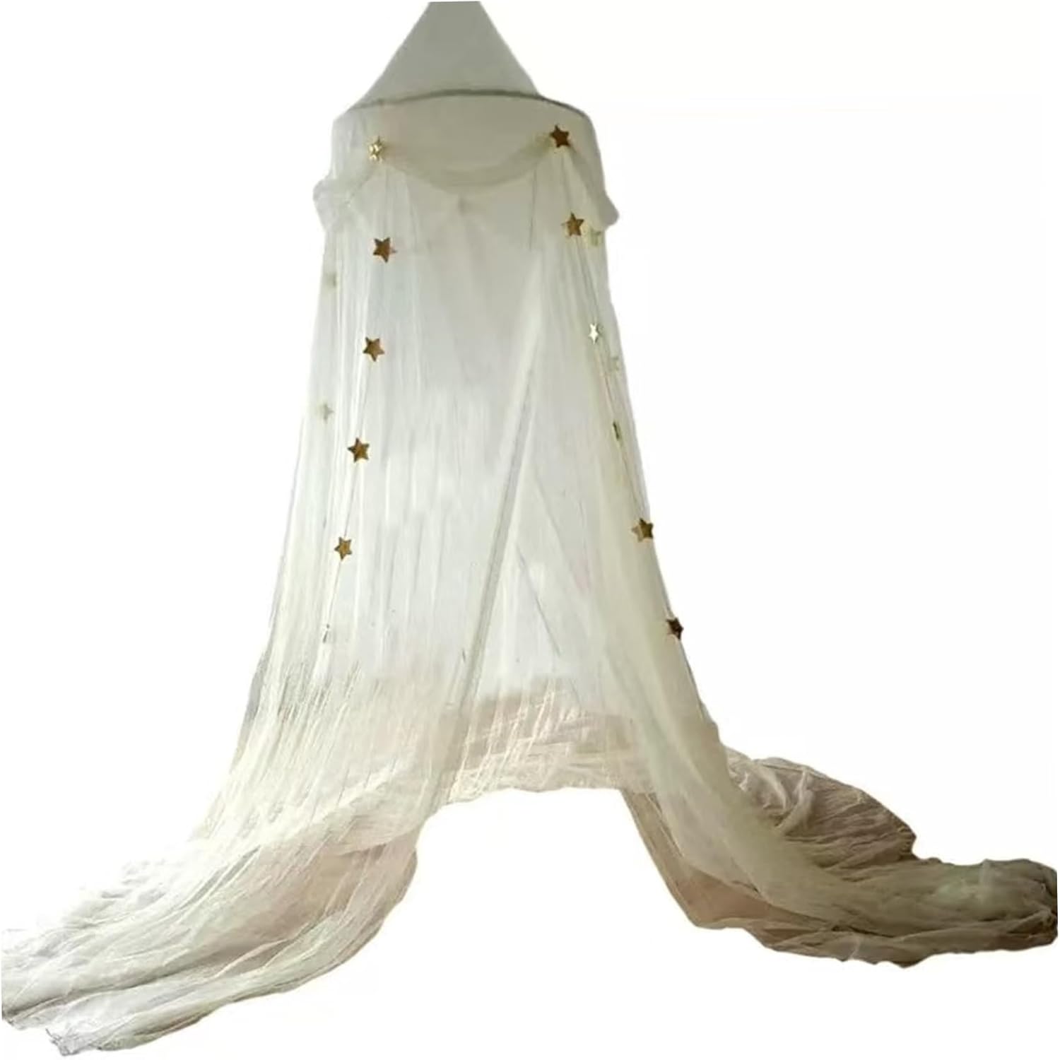 Bed Canopy with Lights & Gold Star Bed Canopy for Girls, Extra Large Dome, Foldable USB Girls for Kids Boys Twin Full Queen Size for