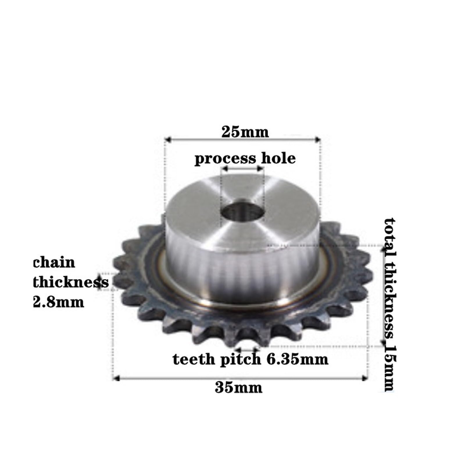 Bevel Gear Pinion Hardware Mechanical 04C Chain Drive Sprocket 16 Tooth Carbon Steel Chain Gear Pitch 2.8mm Industrial Sprocket Wheel