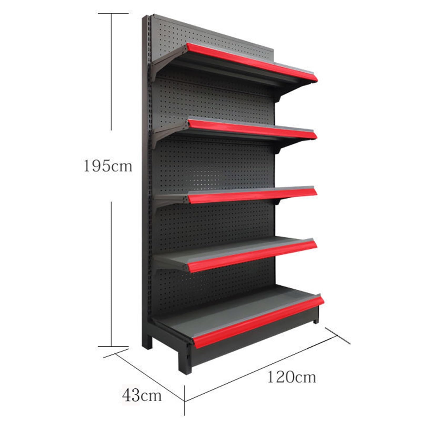 Heavy Du Metal Marktregal, Verkaufsregal für Lebensmittel, Likör, Bürobedarf, Worhops, Schwarz, 120 x 43 x 165 cm, Schwarz, 120 x 43 x 190 cm