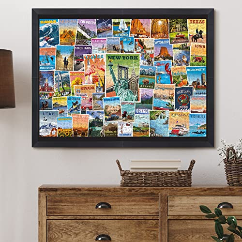 Funwares Puzzle de Estados Unidos, Rompecabezas de 1000 Piezas, Arte Vintage de Póster | Monumentos y Atracciones desde Alabama hasta Wyoming, Sin Polvo de Rompecabezas, Piezas Antirreflejo, 27 x 19 Pulgadas, Regalo Educativo miniatura 6