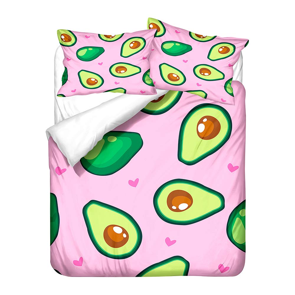 Housse de couette avocat rose 180x220 pour chambre ado cocooning