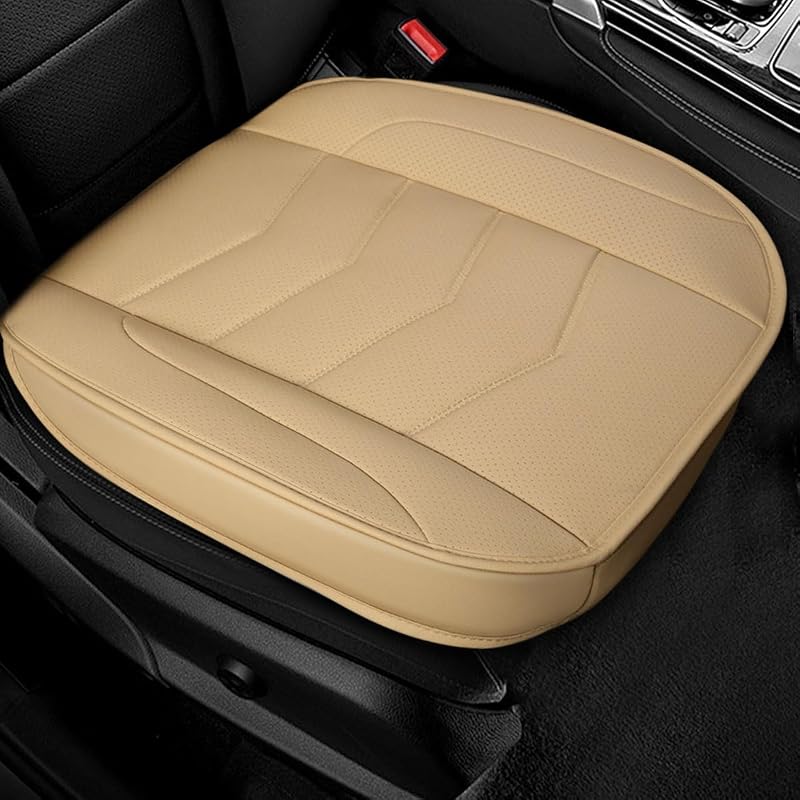 Capa de Banco Dianteiro para Carro em Couro Sintético Bege com Encaixe Envolvente e Bolso