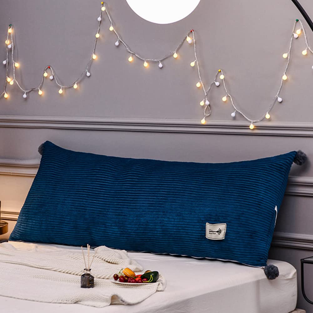 Yur Navy Non-Slip Bedside Backrest Headboard Cushion For Bed/Sofa/Couch With Fixing Ties,Tatami Back Bolster Support Reading Pillow,Removable Cover