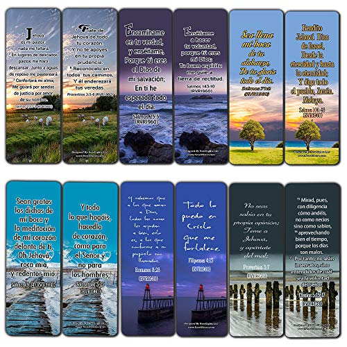 Spanish Powerful Bible Verses to Live by Bookmarks (RVR1960) (12-Pack) - Inspiring Spanish Scripture Texts