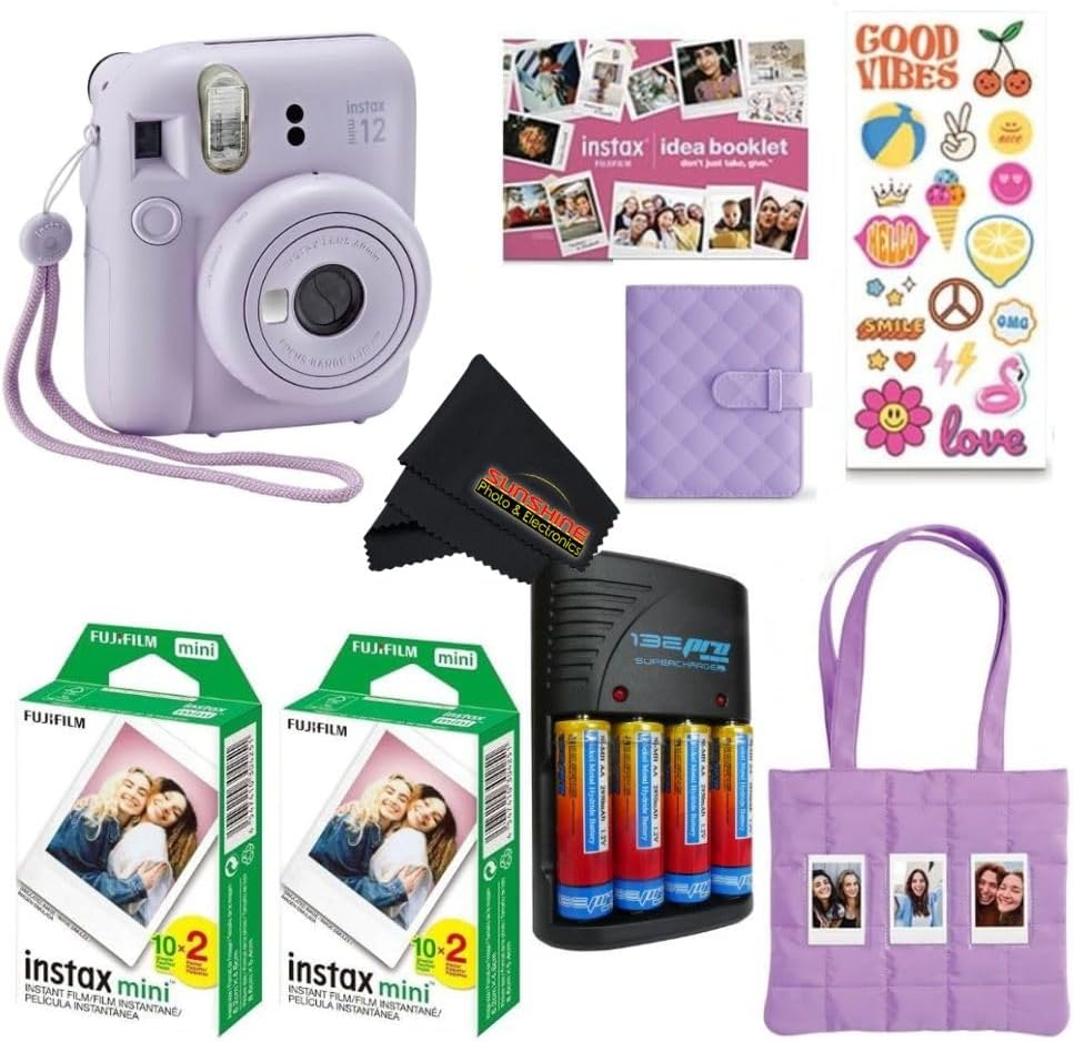 Fujifilm INSTAX MINI 12 Blue Bundle 2025 (40 Sheets, Lilac Purple (Holiday Bundle))