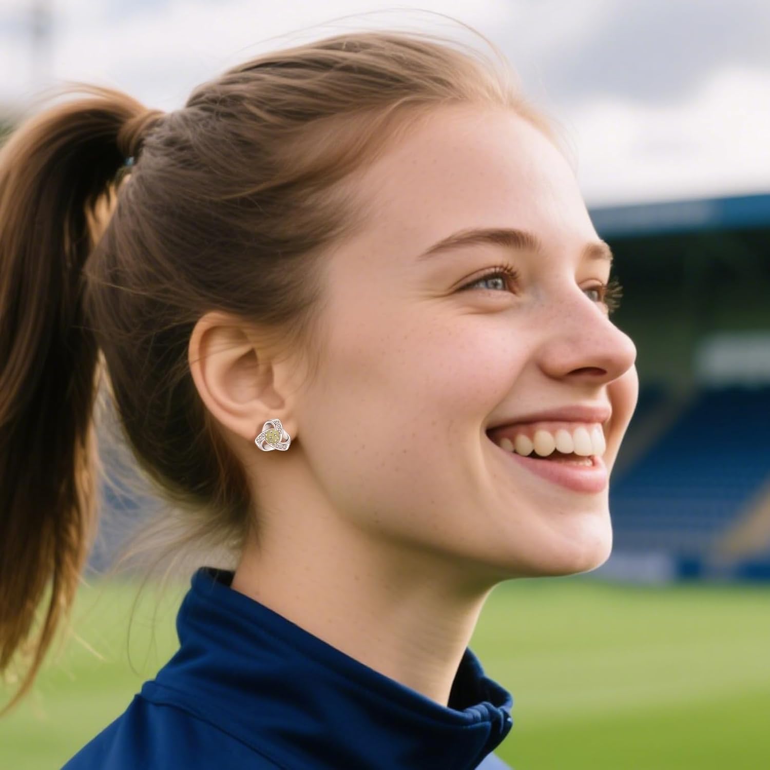 Pickleball Earrings Sterling Silver Pickleball Stud Earrings Sports Jewelry Gifts for Women Friends Players - Image 3