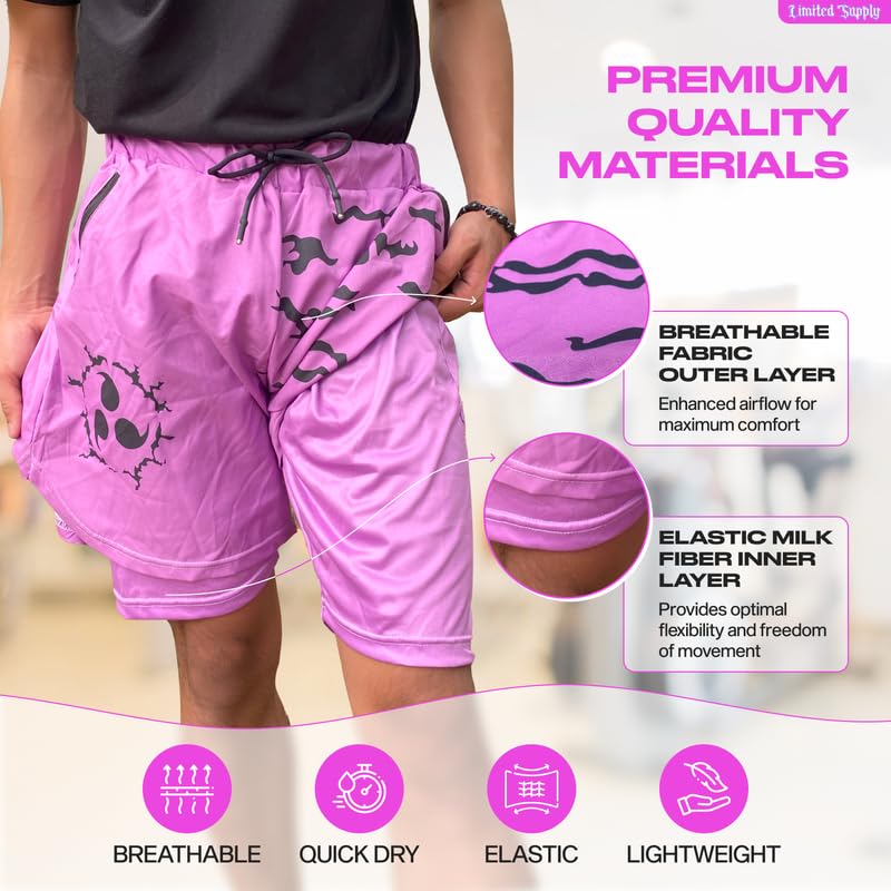 CROWN Anime Shorts - Breathable Stretch Compression Gym Short with Pockets and Towel Holder4