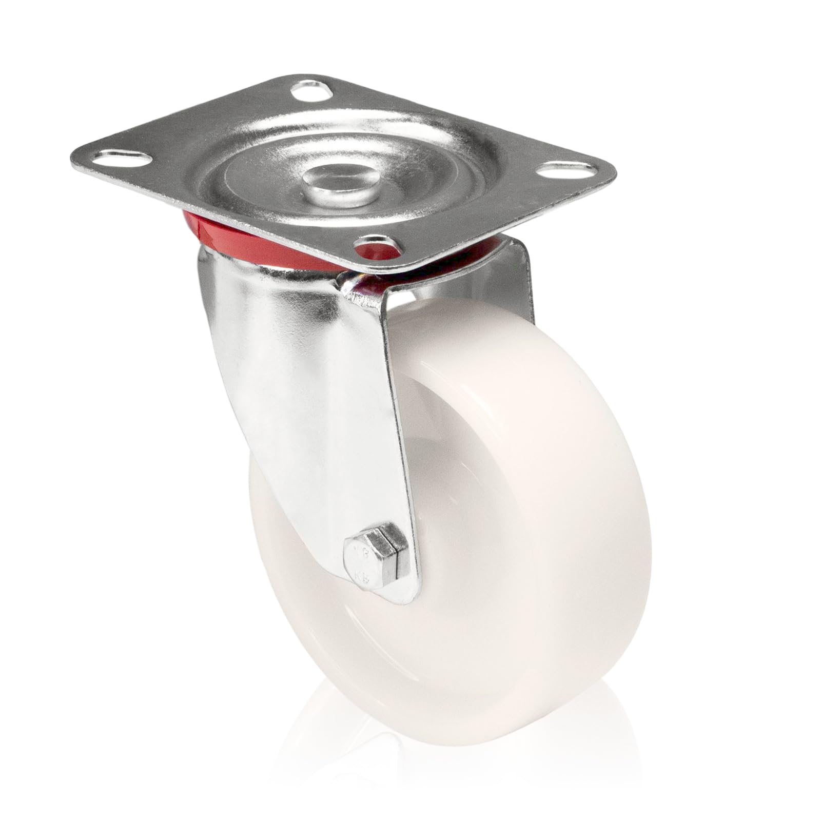 PRIOstahl - Juego de ruedas de transporte (100 mm, con freno, giratorio 360°, color blanco, 80 kg, capacidad de carga por rollo)