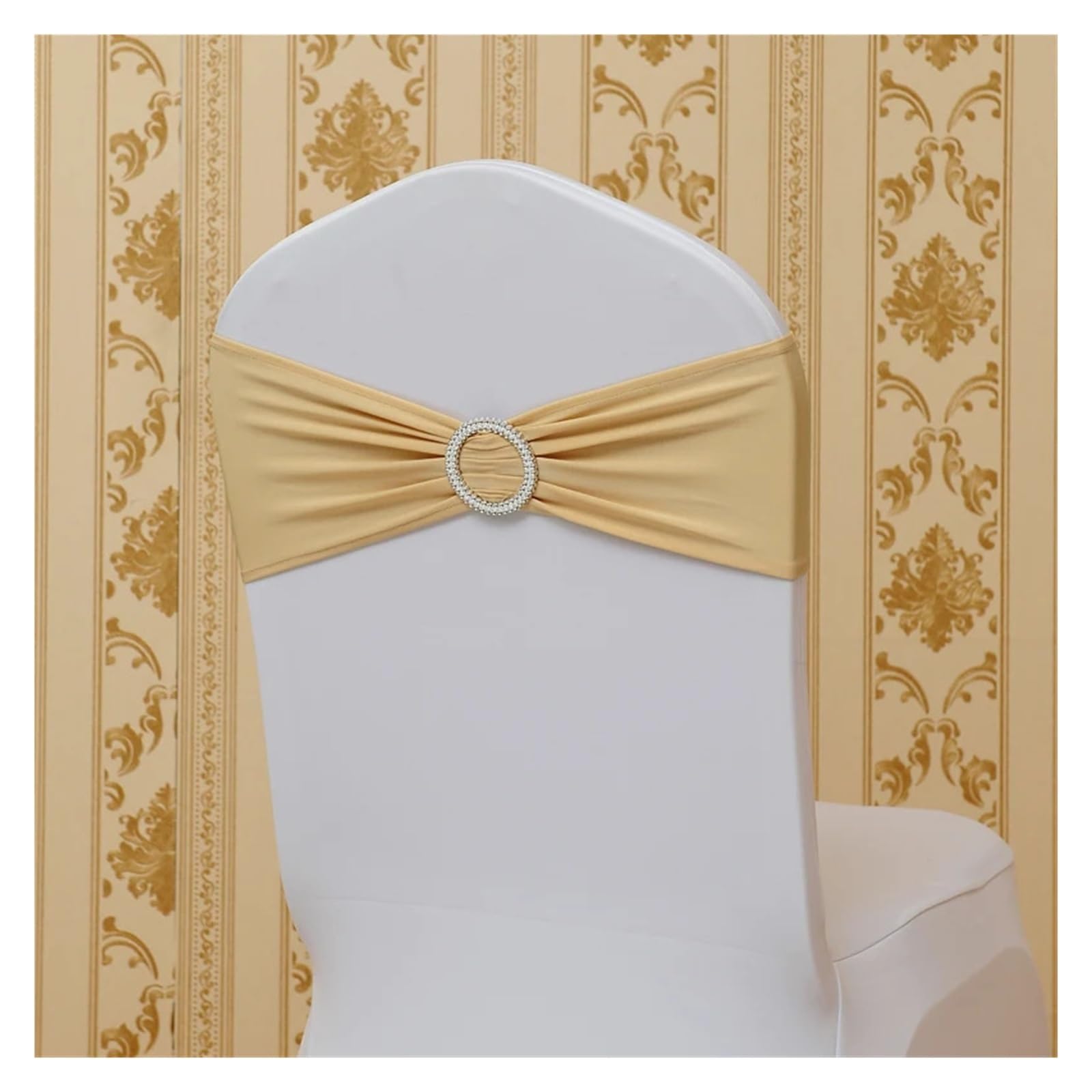 YGSGJSP Chair Sashes 10Pcs Chair Decoration, Back Bow, Strap, Gauze Ribbon for Wedding(Champagne)