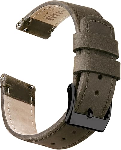 Ritche - Correa de cuero de liberación rápida para reloj de cuero flor superior (0.71, 0.75, 0.79, 0.83, 0.87, 0.91 o 0.95 pulgadas) para hombres y