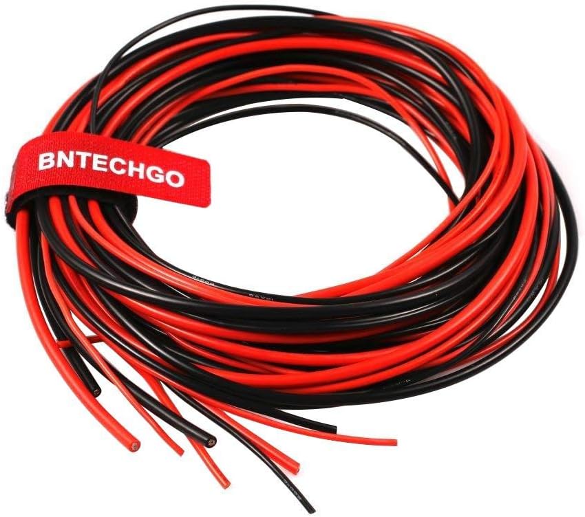 BNTECHGO 14/16/18 Gauge Silicone Rubber Wire 36ft (6ft Red and 6ft Black: 14 AWG,16 AWG and 18 AWG) Soft Flexible 600V 200 deg C High Resistant Silicone Wire Tinned Copper Conductor Wire