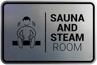 Signs ByLITA Classic Framed Sauna and Steam Room Sign (Brushed Silver) - Large