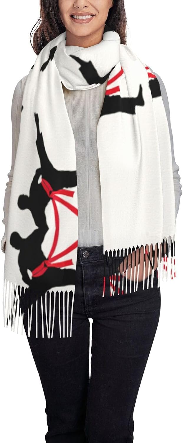 Karate Boy Vector Changeable Belt Color Winter Warm Shawl Scarf Faux Cashmere Fluffy Soft Skin-Friendly Lightweight Cozy For Daily Outfit Matching