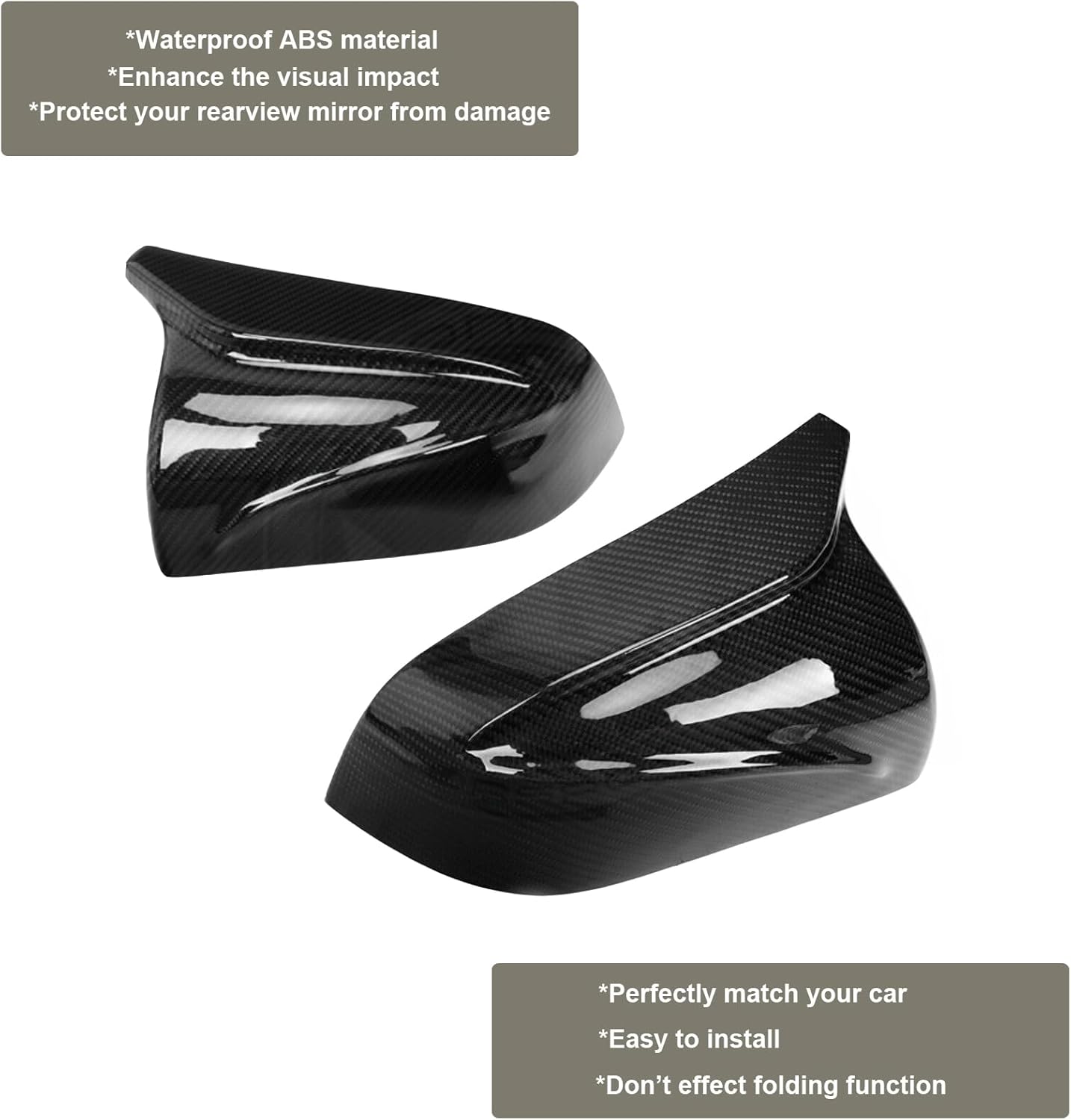 Door Rearview Mirror Cover Cap Fit for Tesla Model 3 2017 2018 2019 2020 Side Mirror Covers Caps Trim Carbon Fiber Style 1 Set