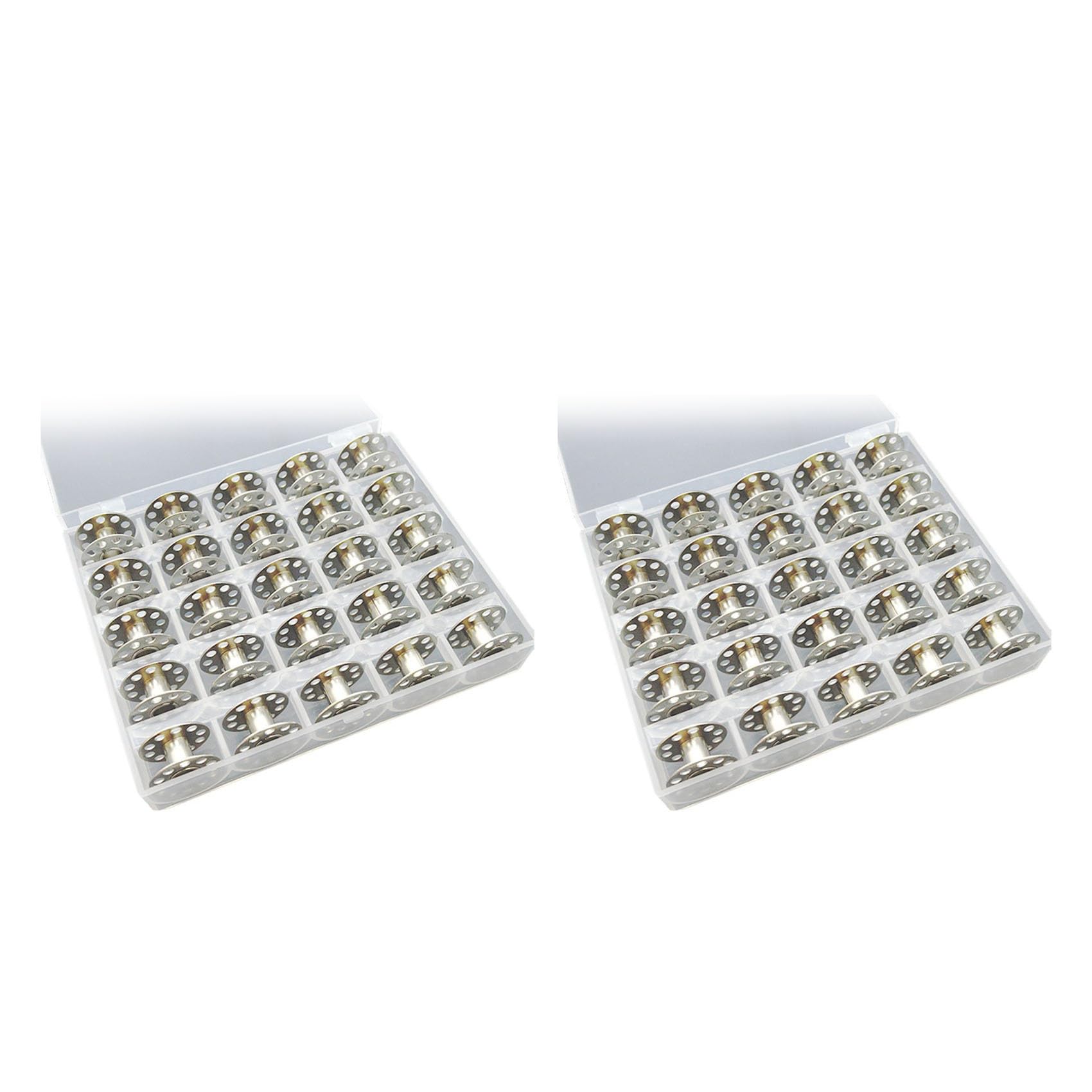 Vjsujehgy 50 Pcs Metal Bobbins for Sewing Machine with Storage Box