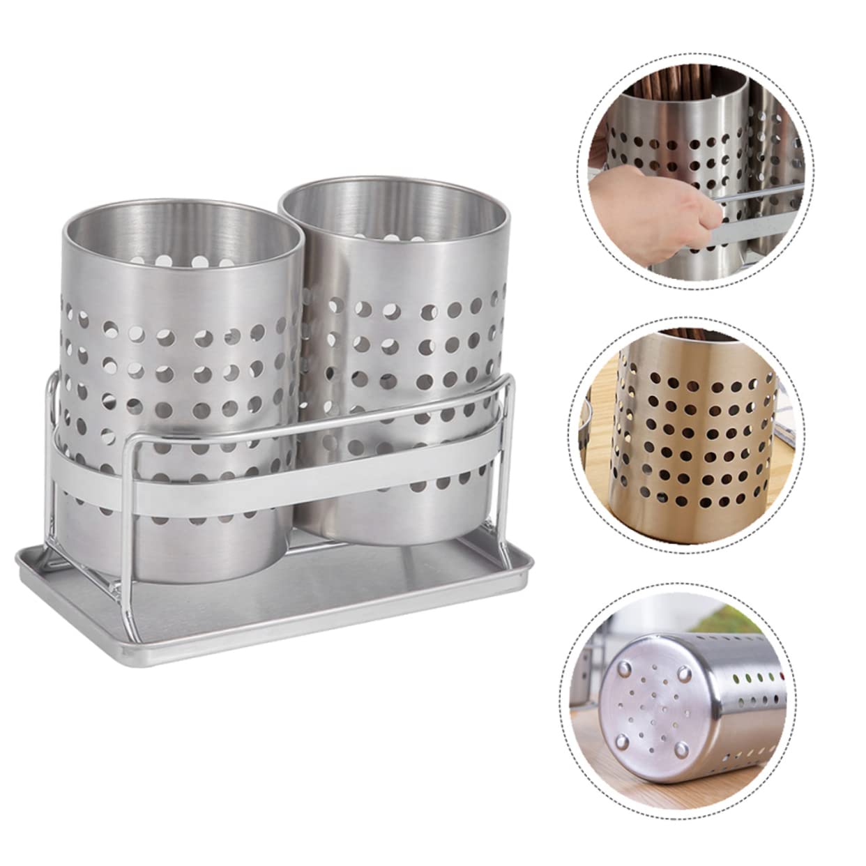 HEMOTON Couverts De Table 1 Jeu Porte- en Acier Inoxydable Support De Vidange De Porte-ustensiles en Acier Inoxydable Porte-ustensiles De Cuisine Porte-Outil Jumelles Panier à Couverts