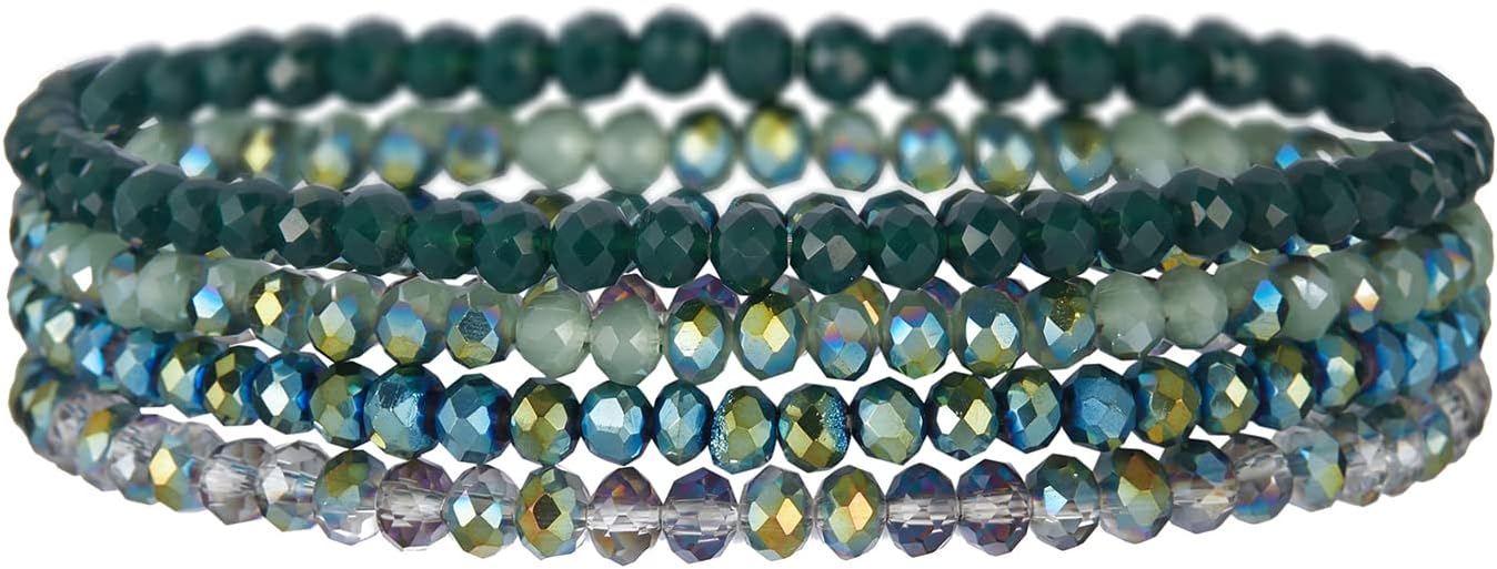 FULU AUTUMN Boho Beaded Bracelet Multi-Layer Crystal Stone Beaded Bracelets for Women Stretch Bracelets Fashion Jewellery Birthday Gifts for Her