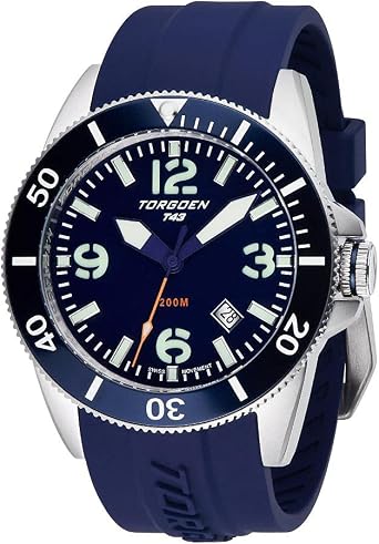 Torgoen T43 Diver Watch for Men, Swiss Quartz, Sapphire Crystal with Silicone Strap