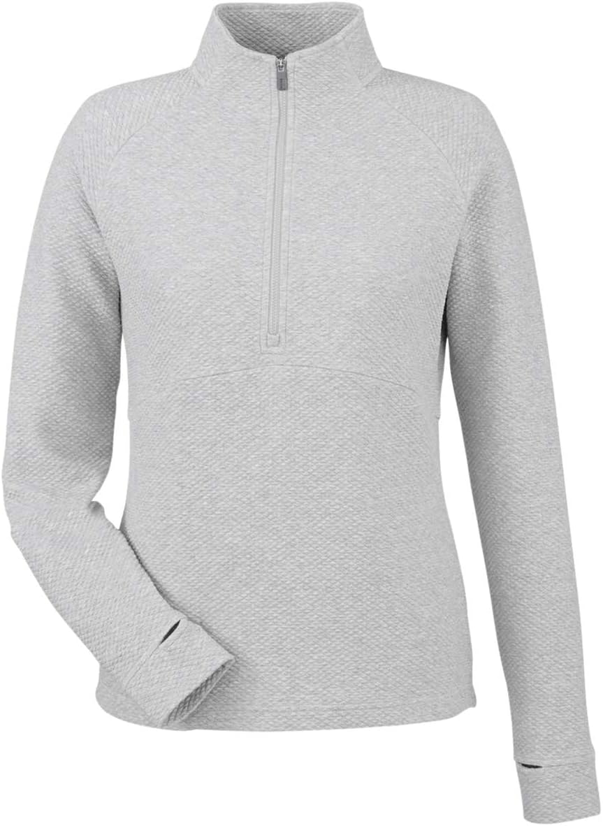 North End Ladies' Spirit Textured Quarter-Zip, PLATINUM HEATHER, 2XL