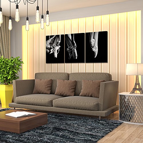 Kreative Arts 3 Piece Black And White Wall Art Elegant Ballet Shoes Ballerina's Pointes Wooden Frame Modern Canvas Prints Painting For Home Decoration Wall Decor Ready To Hang #TOP3