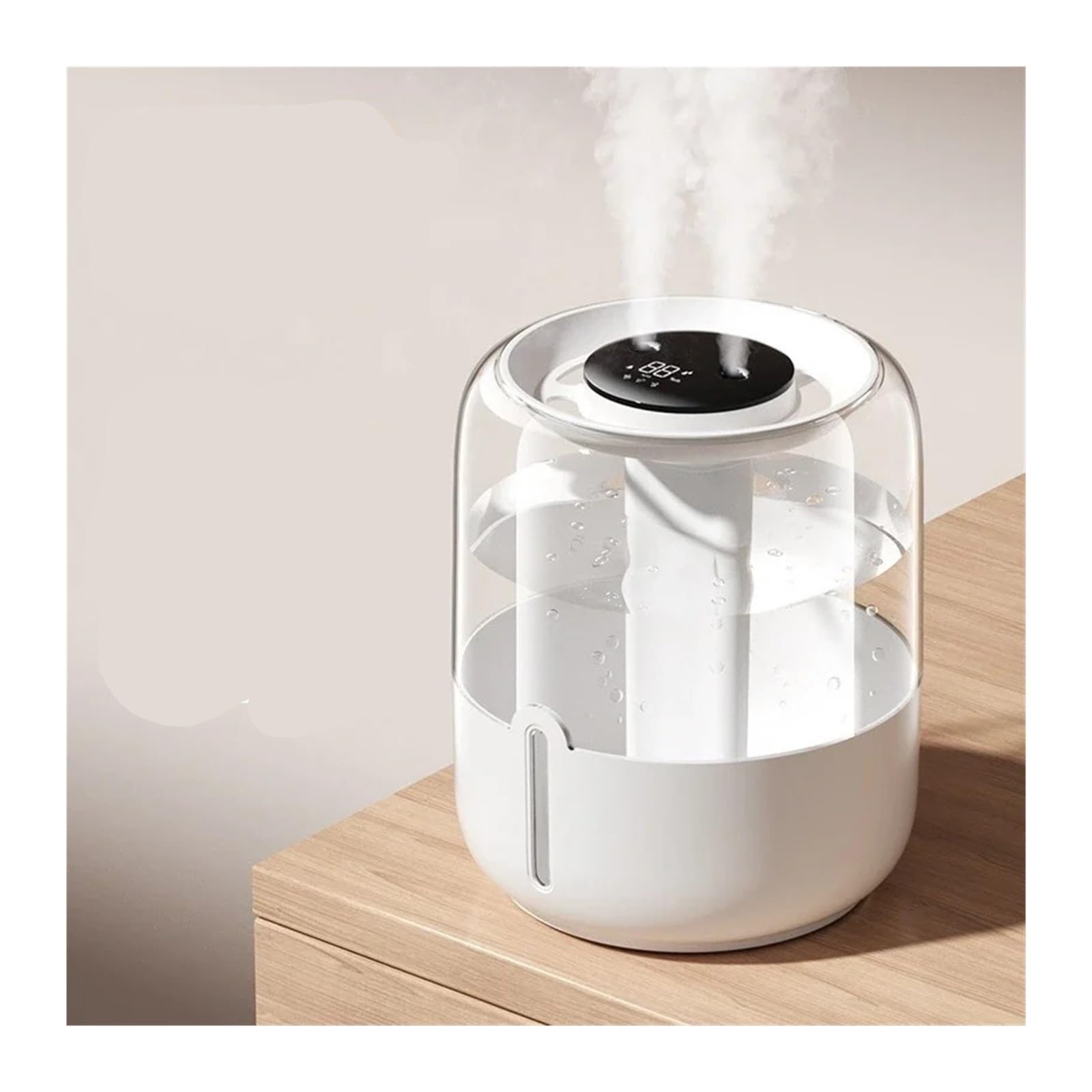 Umidificatore, Umidificatore Ad Alta Capacità, Doppio Spruzzo, USB, For Casa, Ufficio, Camera Da Letto, Scrivania, Con Luce Notturna, Display Digitale per Casa e l'ufficio(White)