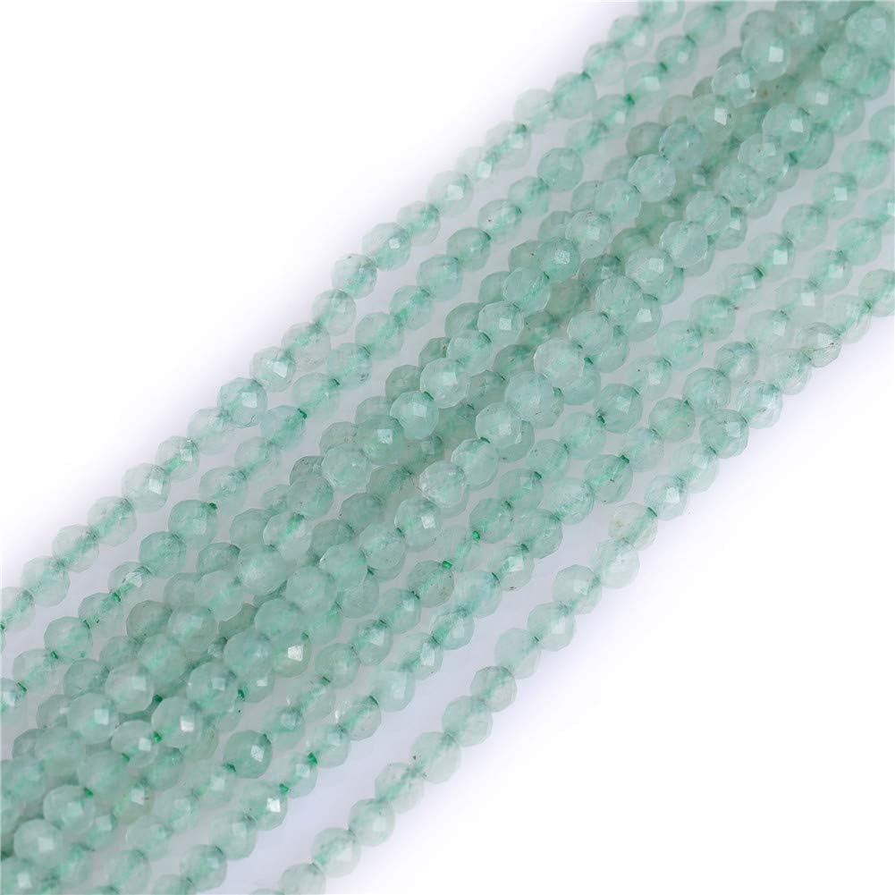 GEM-Inside 2mm Natural Stone Green Aventurine Faceted Spacer Small Beads for Jewelry Making 15"
