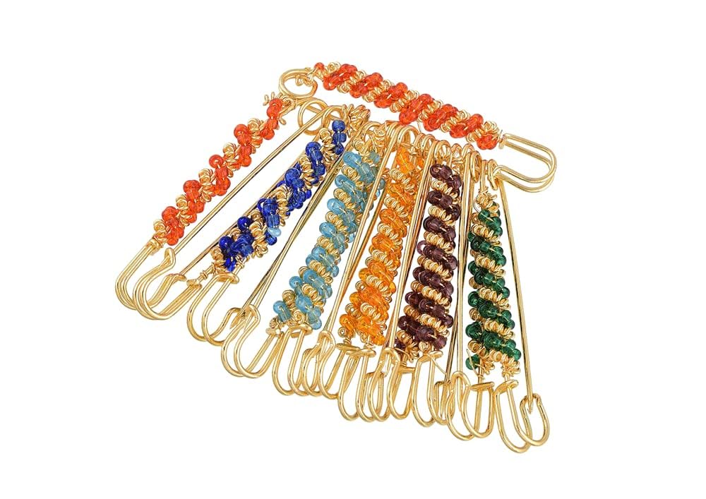 Vama Fashions Multicolour Beads Sadi Pin set ladies fancy Brooch Duppata Pins Safety Saree Sari pin for women & Girls (B09P54RX1R) Amazon Price History, Amazon Price Tracker