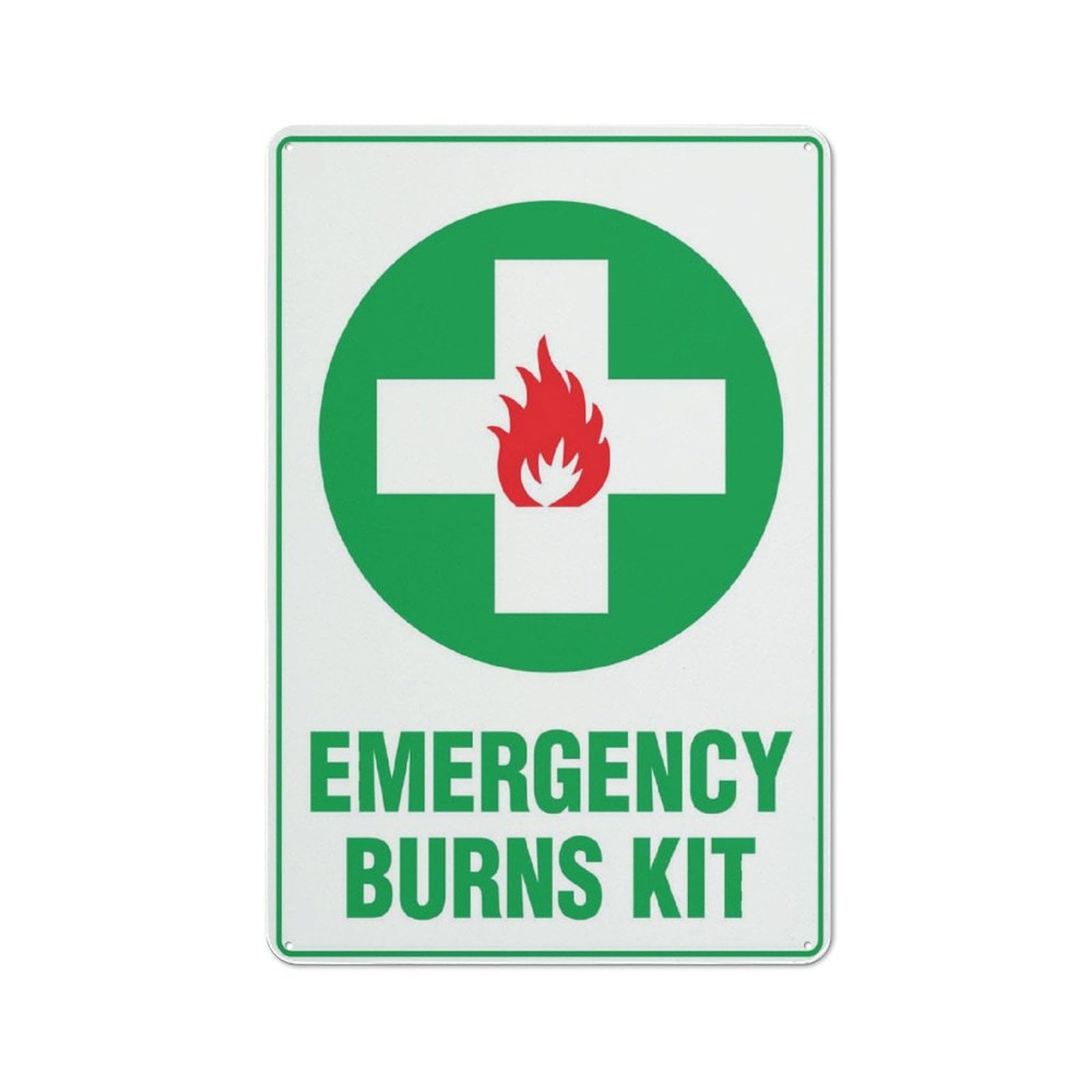 peiyeety Emergency Burns Kit Sign - 8"x12" Rust Free Aluminum, Outdoor/Indoor For Home/Business/Yard