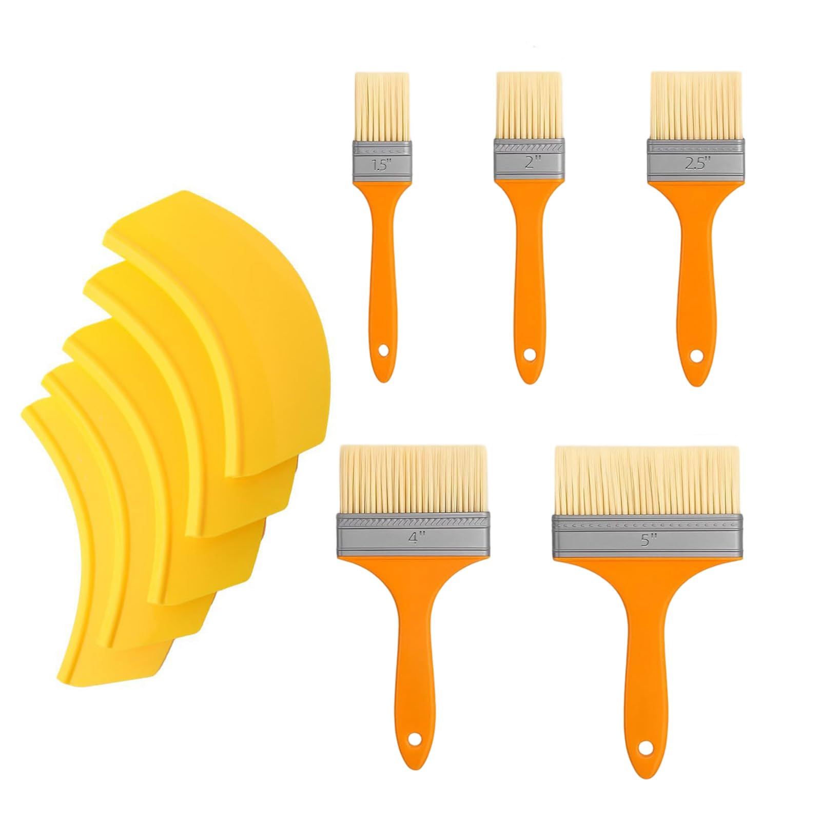Wall Trim Paint Brush Set with Pour Guides, 10 Piece Painting Tools with 1.5 to 5 Inch Brushes for Home Repaint and Tray Filling Use Detail Brush Set Paint Can Spout