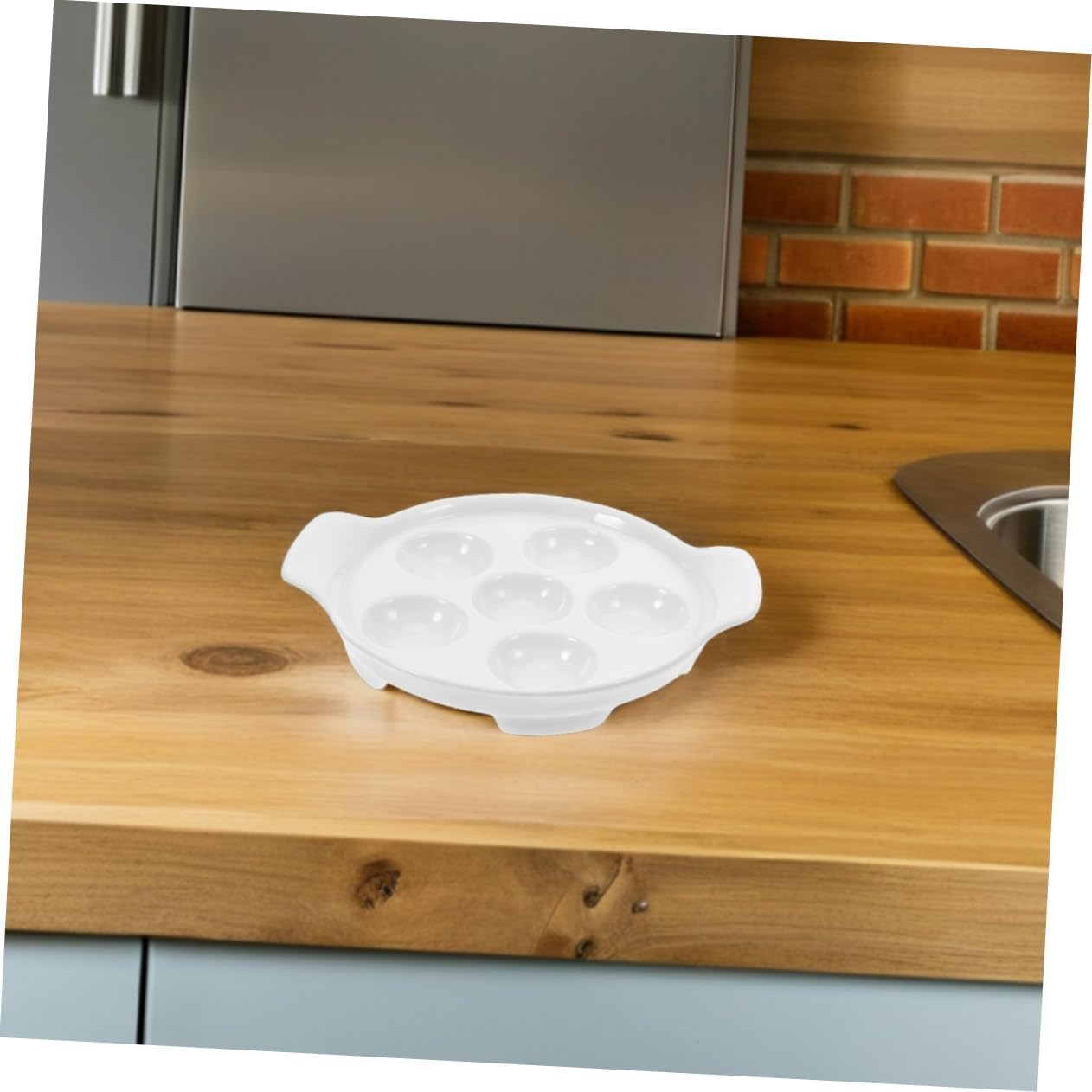 Cabilock 2pcs Porcelain Escargot Baking Dish Set White Ceramic Snail Platter Oven Safe Seafood and Mushroom Serving Plates for Home Parties