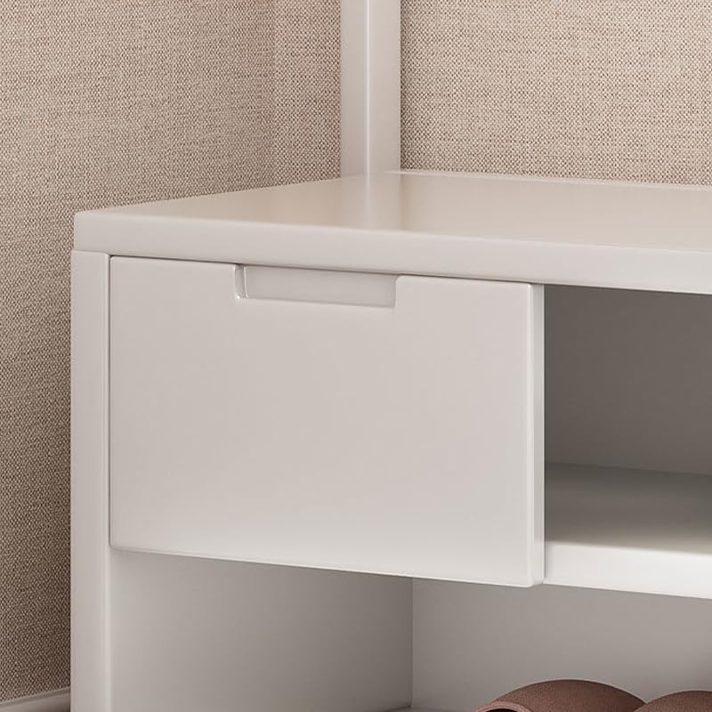 LITFAD 4-In-1 Coat Rack Solid Wooden Entryway Hall Tree with Shoe Bench 71 Inch Freestanding Clothing Rack with Hanging Hooks and Drawer for Hallway, Living Room, Bedroom-39.5"L x 14"W x 71"H,White